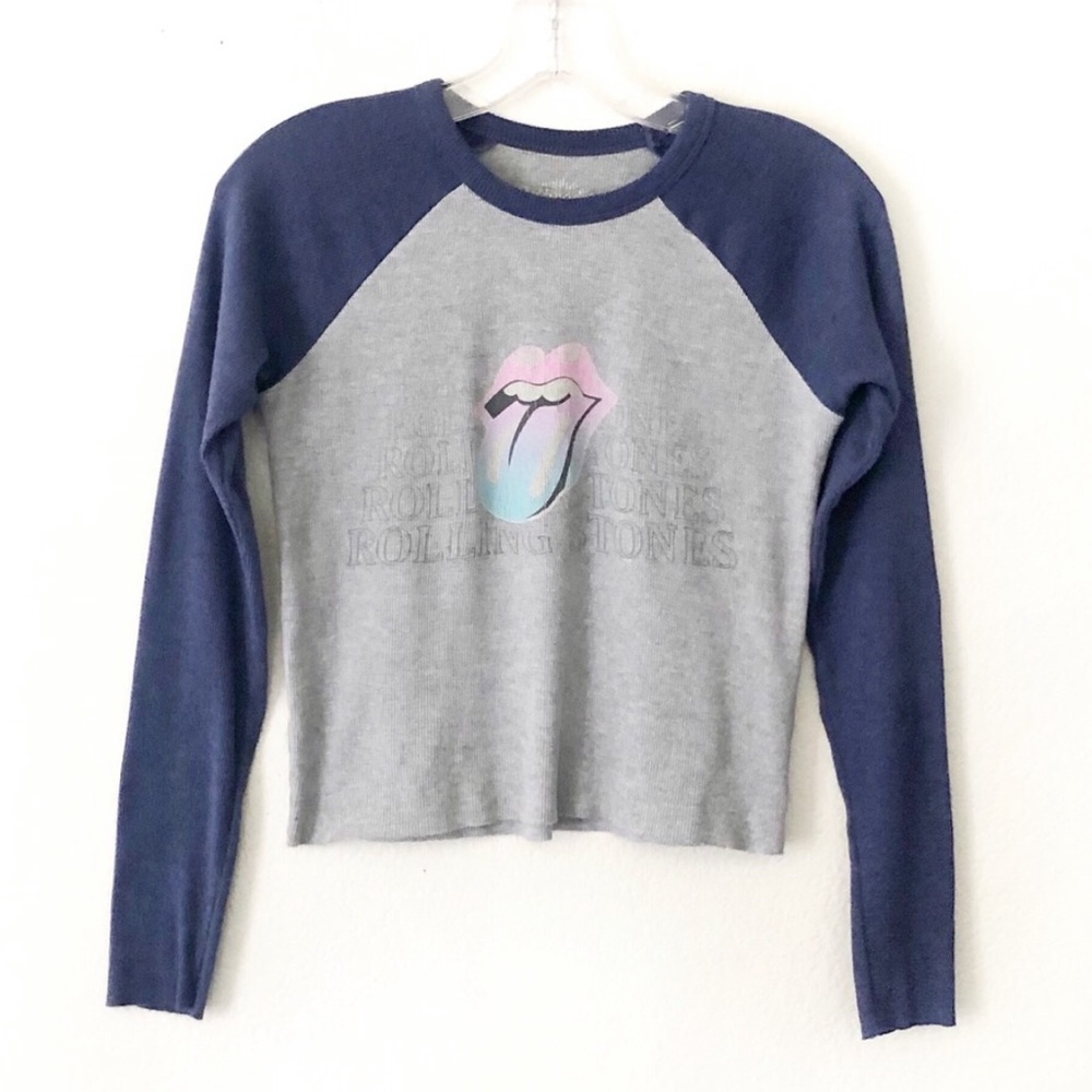 ROLLING STONES ribbed distressed graphic band tee